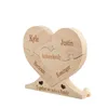 Free Engraving Personalized Wooden Heart Puzzle Custom Romantic Art Puzzle Decoration Valentines Day Birthday Gift Desk Decor 240426