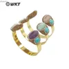 Chaîne WT-MPB088 Wkt Amazing magnifique bracelet à double pierre 18K Gold plaqué Natural Sunshine Stone Pearl réglable XW