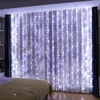 Julbelysning LED Fairy String Curtain 8 Mode Remote USB Festoon Decor for Home Holiday Year Lamp 240508