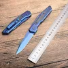 Squisito coltello a piegatura tattica automatica automatica 8CR13MOV Blue Titanio Blade Acciaio in fibra di carbonio Muove a tasca EDC