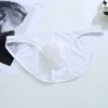 Underpantes Roupa íntima masculina Sexy Nylon Ice Silk Silk Transparent Ultra-Tos Felicable Panties Men Brikes de cintura baixa
