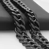 Catene 7-40 larghe 6/8/10/12/15/17/19 mm Black di alta qualità in acciaio inossidabile Cucciolo Cuban Link Curbo Neckace Regali di moda D240509