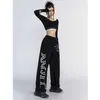 Women's Pants Capris Hip Hop Pants Womens Pants Loose High Strt Strtwear Women Harajuku Korean Fashion Y2k Vintage Elastic Full Length Trousers Y240509