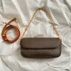 Moda omuz çantaları totes tasarımcı cüzdan zincir yeni sarmaşık kadın çanta kahverengi tuval kaplı orijinal deri çanta bayan baget cro
