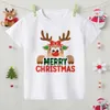 Tシャツメリークリスマス鹿のプリント子供服男の子女の子短袖TシャツキッズグラフィックティークリスマスホリデークリスマスシャツT240509