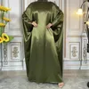 Ethnic Clothing Muslim Dress Women Simple Shiny Satin Abaya Long Sleeve Loose Ladies Middle Eastern Dubai Abayas Turkey Islamic Solid Robe