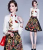 Ny Royal Style Fashion Printed Shirt Dress Spring Fall Women's Vintage Big Swing Dress Office Lady Slim Party Prom Dresses3802382