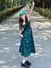 Casual Dresses GREEN Plaid Lace Maxi Long Womens Girls Y2K Summer Harajuku Vintage Streetwear Cute Mini Dress Gothic Hippie Kawaii