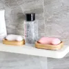 Drewniany naturalny uchwyt na prysznic bambusowe mydła naczynia talerz Tray Pudełko do przechowywania pudełko do łazienki gąbki kuchenne akcesoria