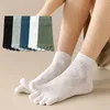 Men's Socks Summer Five Toe Solid Color Diamond Patterned Short Mesh Breathable Toed Split