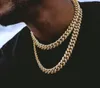 Miami Curb Cubaanse ketting Men Kolye Gold Silver Hip Hop Iced Out Povered Rhinestones CZ Rapper Necklace Jewelry C190411019654352