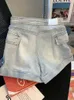 Shorts féminins 2000 Shorts de jean sexy esthétique gyaru hauteur taille lavée en jean bleu shorts hiphop bouton de mode pantalon chaud coréen strtwear y240504