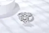 Luxury 5ct Big Moissanite Diamond Diamond Anello bianco Plactato 925 Anello nuziale di moissanite in argento sterling per donne