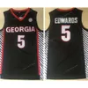 Zszyte NCAA Georgia Bulldogs Anthony 5 Edwards Basketball Jerseys College #5 Czerwony biały szary koszulki Mężczyźni S-2xl