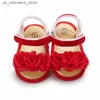 Slipper Jlong Summer recém-nascido Sapatos para bebês de renda de renda Moda de moda Soft Sole Non Slip 0-18 meses Q240409