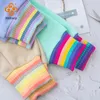 Coix peignée Rainbow Cuff Fabric par demi-mètres Stretch rayé pour la base de couture chemise à tricot 45x125 cm / PCS 240508