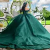 Green blackastro scintillante sexy innamorato Quinceanera si veste da spalla Applique perle Vestidos de 15 ANOS BALL CACCIO 2024
