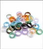 Three Stone Rings 20Pcs Whole Lots Colorf Mix Natural Agate Band Gemstone Rings Jade Jewelry Hfgkl3234080