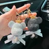 Keychains Lanyards Fashionabla Full Diamond Crown Violent Bear Keychain Creative Bow Cute Doll Car Key Chain Exquisite Gift J240509