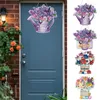 装飾的な置物のドア番号紫色の花の春ぶらぶら署名