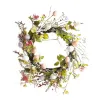 Couronnes Round Pâques Couronne avec œufs pastel Porte d'entrée suspendue Prendants Spring Fenêtre Artificiel Fleur Garland pour la célébration Décor