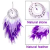 Dekorativa figurer Dream Catchers Handgjorda fjädervägghängningar Catcher Bedroom Home Decoration Natural Stones Wind Chimes