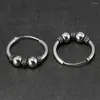 Hoop oorbellen S925 Sterling Silver 19mm voor vrouwen openen retro antieke punk oorrang meisje dubbele kralen anti-allergie