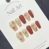 Handgemaakte amandelpers op nagels Koreaanse handverf herbruikbare lijm valse nagels met ontwerp acryl kunstmatige manicure voor meisjes 240509