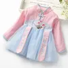 Abiti da ragazza in stile cinese Dress per bambini abbigliamento da bambina hanfu abiti da bambina a maniche lunghe nazioni ricami bambini eleganti abiti da bambino set da ragazza a1137