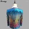 Herrenanzüge Männer Designs Maskulino Homme Terno Bühnenkostüme für Sänger Jacke Multicolor -Pailletten Blazer Dance Star Style Kleid