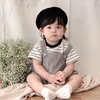 Компания одежды летние корейские мальчики для мальчиков 2pcs одежда набор хлопчатобумажных футболок с пулором Сплошные карманные подвесные брюки костюма детская одежда детская одежда