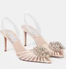 Italië zomer luxe aquazzura margarita dames sandalen schoenen kristal verfraaide pompen pointed-teen strappy hoge hakken feestjurk bruiloft elegant wandelen