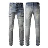 Man Jeans Designer Jean Purple Dżinsy marka chuda szczupła luksusowa dziura zgrana motocyklowy spodnie na chude pant stack stosy męskie trendy damskie spodnie 28-40