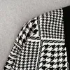 Damen Strick Frauen Pullover Strickjacke Herbst Winter V-Ausschnitt Loose Houndstooth Street Chic atemberaubend Modedesign Trendy S