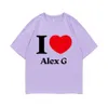 Herren-T-Shirts Ich mag Alex G Grafikdruck T-Shirt Herren Mode Casual T-Shirt Herren Retro übergroße Straßenkleidung neutral reines Baumwoll-T-Shirt D240509