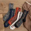 Donne calzini estivi Trend retrò femminile harajuku in stile etnico primaverili da ricamo a fiore di cotone puro