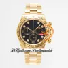 Продажа 116508 SA4130 Автоматический хронограф мужские часы king gel gold black diamond dial 904l Oystesteel Bracelet 72H Power Frever Super Edition Purtime Ptrx B2
