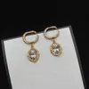 With Diamonds G Letter Women Designer Studs Brass Fashion Luxury Couple Earrings 311N