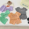 Clothing Sets Summer Korean Born Boys 2PCS Clothes Set Muslin Fruit Plaid Short Sleeve T-shirts Shorts Suit Infant Outfits