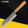 Santoku Knife,Professional Japanese Damascus Steel Kitchen Santoku Chefs Knife,Ergonomic Goldtone Handle,Super Sharp Chef Knives