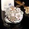Mini Pocket Cosmetic Makeup Mirror Pearl Crystal Flower Foldable Magnifying Compact Party Favors Christmas Gift 240509