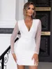 Casual Dresses Yissang Plunging Neck Sequin Mesh Bodycon Dress