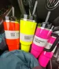 Schiff in 12h Neon gelb elektrisch rosa 40oz Becher mit Griff isoliertes Becher Deckel Strohbecher Wasserflaschen H2.0 Edelstahlbecher 0509