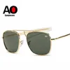 Солнцезащитные очки 2021 Модные авиация Мужчины дизайнер бренд Американская армия военная оптическая стаканы AO Sun для мужчин UV400 222A