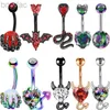 Nombril anneaux 1pc Crystal nound bouton anneau batte fox nombril perçage coeur diable benly anneau bouton de ventre perçage