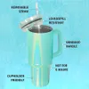 Tasse thermos en acier inoxydable de 40 oz avec couvercle de poignée et paille à la paille de peinture arc-en-ciel tasse de voyage pour et boissons froides extérieures 240508