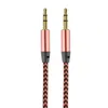 1M nylon jack aux kabel 3,5 mm tot 3,5 mm audiokabel mannelijk voor mannelijke kabel goud plug car aux koord voor iPhone samsung xiaomi
