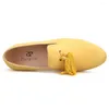 Casual Shoes Piergitar Style Handmade Yellow Color Men Velvet With Fashion Tassels Party And Wedding Dress Male Loafers