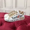 Designer tênis sapatos casuais homens homens tênis genuínos de couro branco graffiti moda jóias de diamante decoração de skate