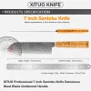 Santoku Knife,Professional Japanese Damascus Steel Kitchen Santoku Chefs Knife,Ergonomic Goldtone Handle,Super Sharp Chef Knives